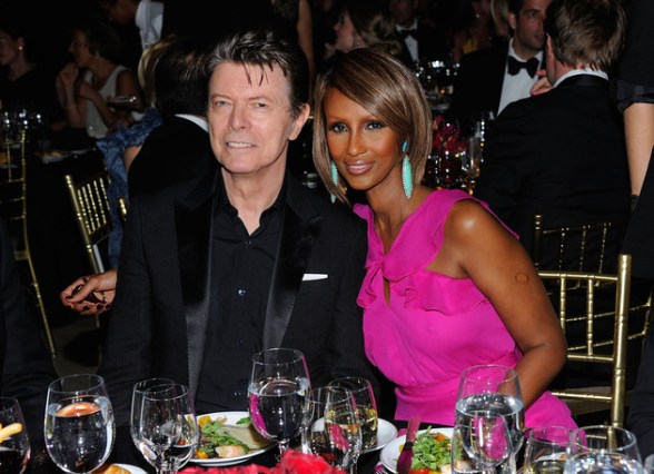 Musician David Bowie and supermodel Iman 