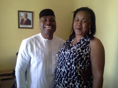Kenneth Okonkwo with Enugu State PDP women leader Oby Nwofor