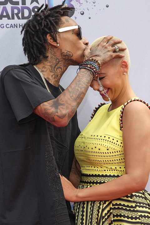 LOS ANGELES, CA - JUNE 30: Recording artist Wiz Khalifa and model Amber Rose attend the 2013 BET Awards held at Nokia Theatre L.A. Live on June 30, 2013 in Los Angeles, California. (Photo by Paul A. Hebert/Getty Images)