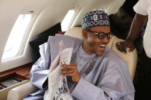 Buhari-plane-laughing